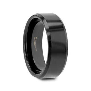 INFINITY Black Tungsten Ring with Beveled Edges - 4mm - 12mm