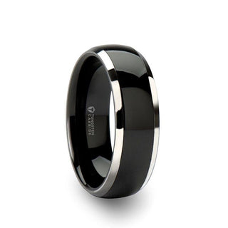 CARRERA Domed Black Ceramic and Tungsten Wedding Band - 6mm - 10mm