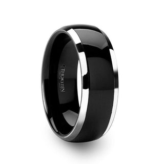 CARRERA Domed Black Ceramic and Tungsten Wedding Band - 6mm - 10mm