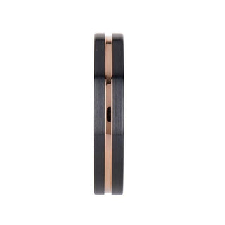 VENICE Black Ceramic Wedding Band with Rose Gold Groove - 4mm - 10mm