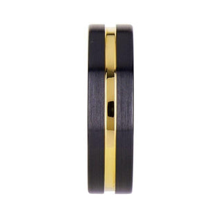 VIVALDI Black Ceramic Wedding Band With Yellow Gold Groove - 4mm - 8mm