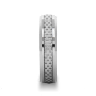 ULTIMA Beveled Tungsten Wedding Band with White Carbon Fiber - 4mm - 6mm