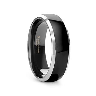 MASERATI Black Tungsten Ring with Polished Domed Beveled Edges - 4mm - 10mm