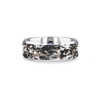 STEALTH Tungsten Carbide Wedding Ring with Engraved Digital Camouflage - 8mm