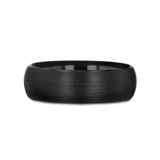 RAIDER Domed Brush Finished Black Tungsten Wedding Band - 2mm - 12mm