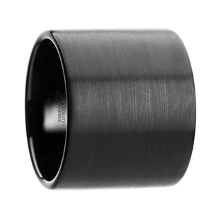 NERO Flat Pipe Cut Black Tungsten Carbide Ring with Brushed Finish - 20mm