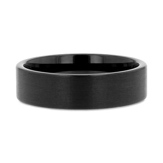 SAN ANTONIO Flat Black Tungsten Carbide Band with Brushed Finish - 4mm - 12mm