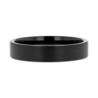 SAN ANTONIO Flat Black Tungsten Carbide Band with Brushed Finish - 4mm - 12mm