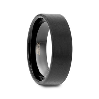 SAN ANTONIO Flat Black Tungsten Carbide Band with Brushed Finish - 4mm - 12mm