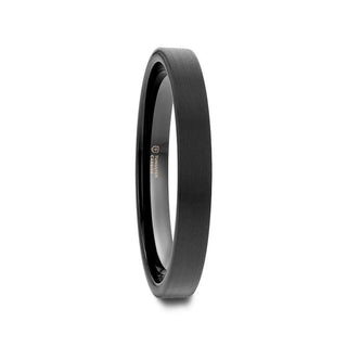 SAN ANTONIO Flat Black Tungsten Carbide Band with Brushed Finish - 4mm - 12mm