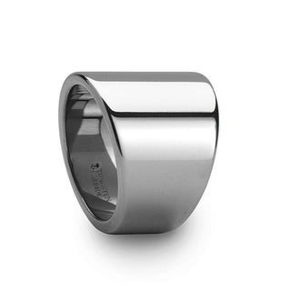 ATLANTA Flat Polished Finish Tungsten Ring with Asymmetrical Widths - 20mm