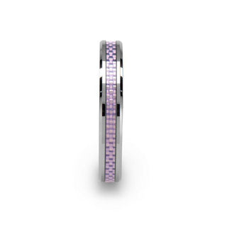 IRIS Beveled Tungsten Wedding Band With Purple Carbon Fiber Inlay - 4mm & 6mm