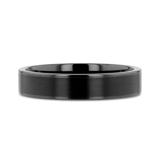 VULCAN Flat Black Tungsten Ring with Brushed Center & Polished Edges - 4mm - 12mm