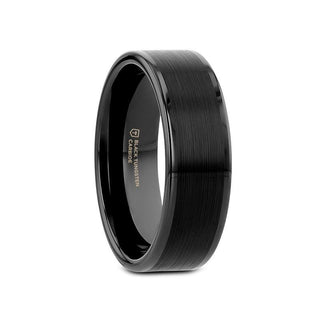 VULCAN Flat Black Tungsten Ring with Brushed Center & Polished Edges - 4mm - 12mm