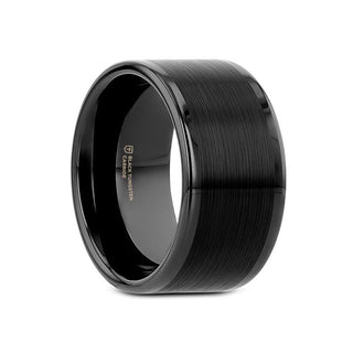 VULCAN Flat Black Tungsten Ring with Brushed Center & Polished Edges - 4mm - 12mm