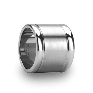 ALBUQUERQUE Flat Brushed Finish Center Tungsten Ring with Polished Edges - 20mm