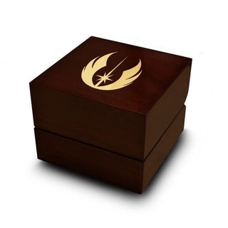 Star Wars Jedi Order Symbol Engraved Wood Ring Box Chocolate Dark Wood Personalized Wooden Wedding Ring Box