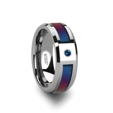 CERULEAN Tungsten Carbide Ring with Blue/Purple Color Changing Inlay and Alexandrite Setting - 8mm