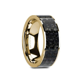GERONIMO Flat 14K Yellow Gold with Blue Dinosaur Bone Inlay and Polished Edges - 8mm
