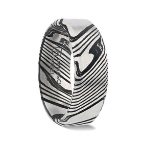 MELVIN Black Damascus Steel Brushed Beveled Men’s Wedding Band with Repeating Artisan Pattern - 6mm & 8mm