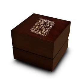 Square Celtic Knot Engraved Wood Ring Box Chocolate Dark Wood Personalized Wooden Wedding Ring Box