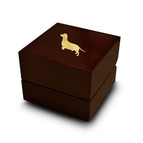Dachshund Dog Engraved Wood Ring Box Chocolate Dark Wood Personalized Wooden Wedding Ring Box