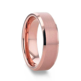 EROS Rose Gold Tungsten Wedding Band For Men with Beveled Edges Thorsten - 8mm