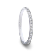 EMILIA Flat Polished Titanium Women's Eternity Wedding Ring With Lab-Created White Diamonds Setting - 2mm