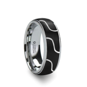 FUSION Cobalt Chrome Ring with Diagonal Pattern and Polished Edges - 8mm