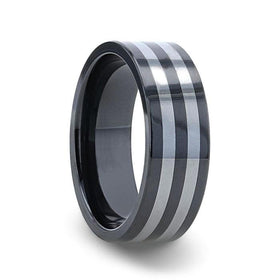 DIPLO Ceramic ring with Tungsten Inlay With Flat Polished Edges
