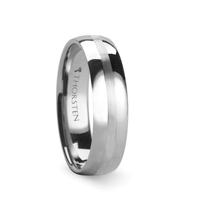 HENDERSON Domed White Tungsten Ring with Satin Stripe - 4mm - 10mm
