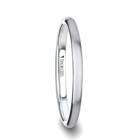 BRONWEN Domed White Tungsten Carbide Ring with Brushed Finish for Her - 2mm